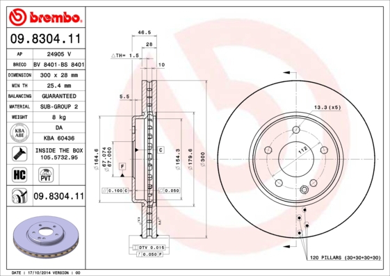 BREMBO Bremsensatz, Scheibenbremse sg00000ei0 Hinterachse Voll 300mm 28mm für MERCEDES-BENZ CHRYSLER