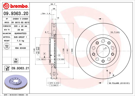 BREMBO Bremsensatz, Scheibenbremse sg00000em8 Hinterachse Voll 264mm 10mm für ALFA ROMEO FIAT (GAC) CHRYSLER DODGE