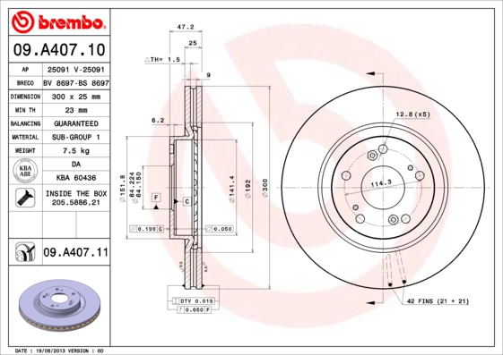 BREMBO Bremsensatz, Scheibenbremse sg00000ep0 Vorderachse Voll 300mm 9mm für ISUZU HONDA HONDA (DONGFENG) ACURA NISSAN