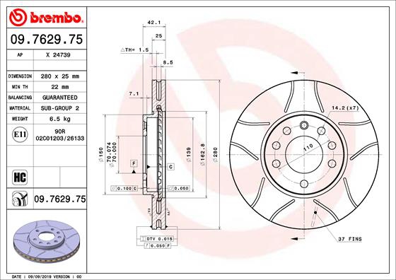BREMBO Bremsensatz, Scheibenbremse sg00000epg Vorderachse Geschlitzt 280mm 10mm für OPEL VAUXHALL GENERAL MOTORS SATURN KIA AC