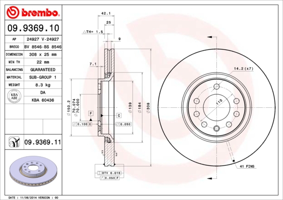 BREMBO Bremsensatz, Scheibenbremse sg00000ete Hinterachse Innenbelüftet 264mm 25mm für OPEL SAAB VAUXHALL