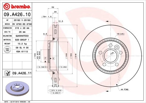 BREMBO Bremsensatz, Scheibenbremse sg00000ez7 Hinterachse Voll 316mm 11mm für FORD FORD (CHANGAN) VOLVO LAND ROVER