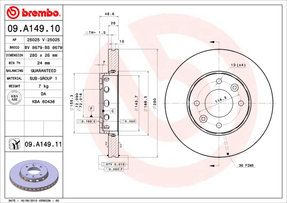 BREMBO Bremsensatz, Scheibenbremse sg00000ezz Vorderachse Voll 261mm 26mm für KIA HYUNDAI (BEIJING) KIA (DYK) CHANGAN HYUNDAI TOYOTA