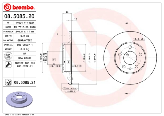 BREMBO Bremsensatz, Scheibenbremse sg00000f0s Hinterachse Voll 240mm 28mm für ALFA ROMEO FIAT LANCIA DAIHATSU (FAW)
