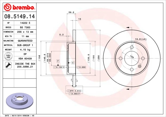 BREMBO Bremsensatz, Scheibenbremse sg00000f25 Hinterachse Voll 226mm 10mm für PEUGEOT MG (SAIC) ROEWE (SAIC) VW SKODA SEAT CITROËN AUDI EUROPESTAR NIS