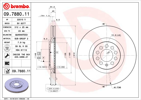 BREMBO Bremsensatz, Scheibenbremse sg00000f2u Hinterachse Voll 230mm 9mm für PEUGEOT CITROËN FORD ROEWE (SAIC) FIAT ZHONGHUA (BRILLIANCE) DS SEAT AUDI
