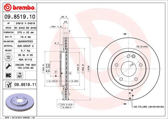 BREMBO Bremsensatz, Scheibenbremse sg00000f3y Hinterachse Voll 258mm 8mm für MERCEDES-BENZ