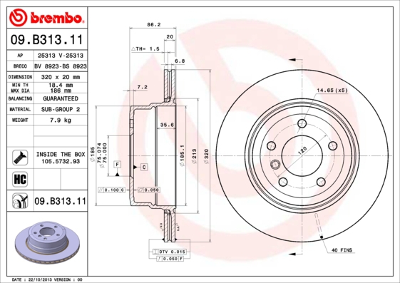 BREMBO Bremsensatz, Scheibenbremse sg00000f4d Hinterachse Innenbelüftet 324mm 20mm für BMW