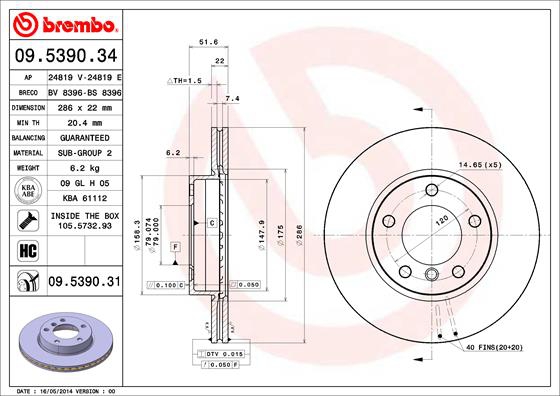 BREMBO Bremsensatz, Scheibenbremse sg00000f4i Hinterachse Voll 272mm 10mm für BMW