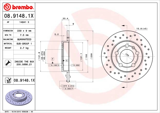 BREMBO Bremsensatz, Scheibenbremse sg00000f4k Hinterachse Gelocht/innenbel. 280mm 22mm für PEUGEOT CITROËN FORD MG (SAIC) ROEWE (SAIC) FIAT ZHONGHUA (