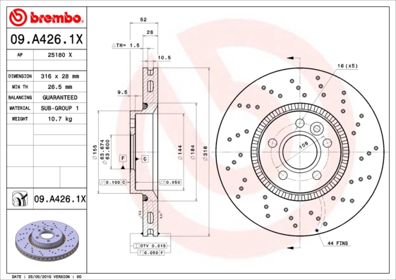 BREMBO Bremsensatz, Scheibenbremse sg00000f5q Hinterachse Gelocht 302mm 11mm für FORD FORD (CHANGAN) VOLVO LAND ROVER