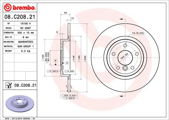 BREMBO Bremsensatz, Scheibenbremse sg00000f5t Hinterachse Voll 325mm 30mm für VOLVO JAGUAR LAND ROVER
