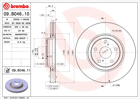 BREMBO Bremsensatz, Scheibenbremse sg00000f63 Hinterachse Voll 290mm 11mm für TOYOTA