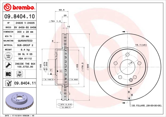BREMBO Bremsensatz, Scheibenbremse sg00000f6b Hinterachse Voll 300mm 12mm für MERCEDES-BENZ MERCEDES-BENZ (FJDA) AUDI