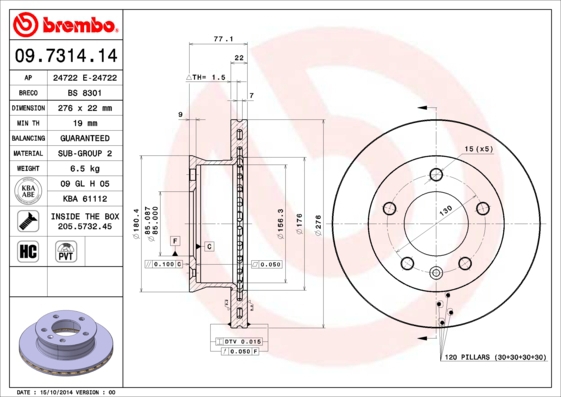 BREMBO Bremsensatz, Scheibenbremse sizw2nooh3 Vorderachse Voll 258mm 12mm für MERCEDES-BENZ SEAT AUDI VW