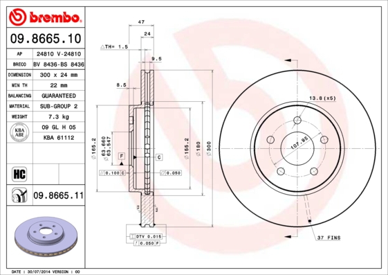 BREMBO Bremsensatz, Scheibenbremse sizw2npia9 Hinterachse Voll 300mm 12mm für FORD EMGRAND GEELY FORD USA JAGUAR MERCURY