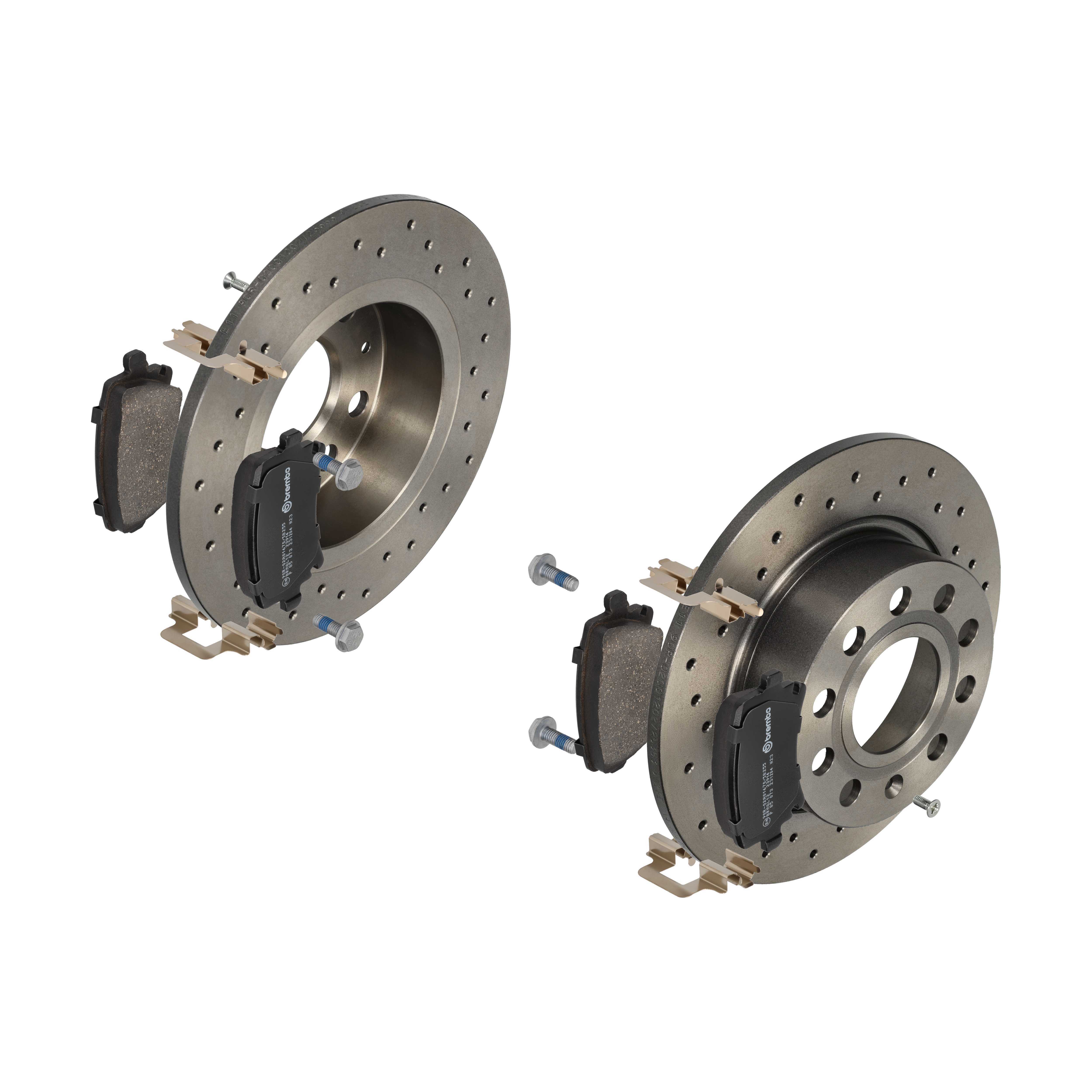 BREMBO Bremsensatz, Scheibenbremse sk8k0f8q33 Hinterachse Gelocht 253mm 10mm für VW SEAT SKODA VW (FAW) AUDI SKODA (SVW) AUDI (FAW)