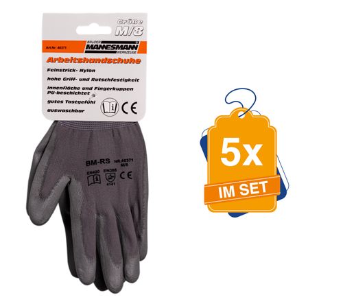 Produktbild für Arbeitshandschuhe Gr. 8, 5x im Set