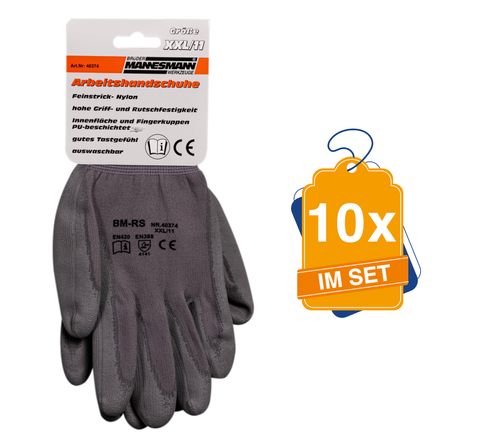 Produktbild für Arbeitshandschuhe Gr. 11, 10x im Set